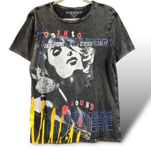 Guess Eco T-Shirt Mens Sz XS Black Cosmic Sounds Short Sleeve Graphic Print Tee